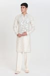 Buy_Abhinav Mishra_Ivory Chanderi Embroidery, Mirrors Designer Kurta Set _Online_at_Aza_Fashions