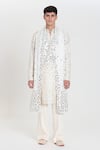 Shop_Abhinav Mishra_Ivory Chanderi Embroidery, Mirrors Designer Kurta Set _Online_at_Aza_Fashions