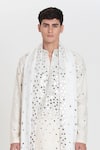 Abhinav Mishra_Ivory Chanderi Embroidery, Mirrors Designer Kurta Set _at_Aza_Fashions
