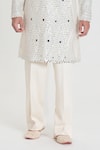 Abhinav Mishra_Ivory Chanderi Embroidery, Mirrors Designer Kurta Set _Online_at_Aza_Fashions