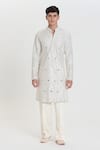 Buy_Abhinav Mishra_Ivory Chanderi Embroidery, Mirrors Designer Kurta Set _Online_at_Aza_Fashions