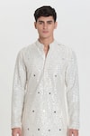 Shop_Abhinav Mishra_Ivory Chanderi Embroidery, Mirrors Designer Kurta Set _Online_at_Aza_Fashions