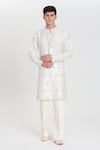Buy_Abhinav Mishra_Ivory Chanderi Embroidery, Mirrors Designer Kurta Set _Online_at_Aza_Fashions