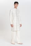 Shop_Abhinav Mishra_Ivory Chanderi Embroidery, Mirrors Designer Kurta Set _Online_at_Aza_Fashions