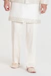 Abhinav Mishra_Ivory Chanderi Embroidery, Mirrors Designer Nehru Jacket Set _Online_at_Aza_Fashions