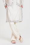 Buy_Abhinav Mishra_Ivory Chanderi Embroidery, Mirrors Resham Work Nehru Jacket Set _Online_at_Aza_Fashions