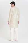 Shop_Abhinav Mishra_Ivory Chanderi Embroidery, Mirrors Heavy Kurta Pant Set _at_Aza_Fashions