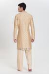 Shop_Abhinav Mishra_Beige Chanderi Embroidery, Mirrors Heavy Kurta Pant Set _at_Aza_Fashions
