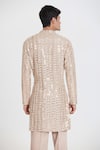 Shop_Abhinav Mishra_Beige Chanderi Embroidery, Mirrors Heavy Kurta Set _at_Aza_Fashions