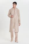 Buy_Abhinav Mishra_Beige Chanderi Embroidery, Mirrors Heavy Kurta Set _at_Aza_Fashions