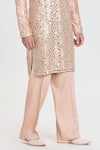 Buy_Abhinav Mishra_Peach Chanderi Mirrors, Embroidery Designer Kurta Pant Set _Online_at_Aza_Fashions