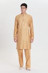 Buy_Abhinav Mishra_Gold Chanderi Embroidery, Mirrors Kurta Set _at_Aza_Fashions