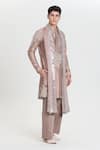 Buy_Abhinav Mishra_Pink Chanderi Embroidery, Mirrors Cameo Kurta Set _at_Aza_Fashions
