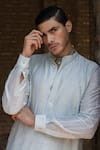 Buy_Preevin_Blue Chanderi Silk, Cotton Sequins, Embroidery Ice Line Full Kurta With Pant _Online_at_Aza_Fashions