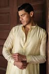 Buy_Preevin_Lime Chanderi Silk, Cotton Embroidery Lemon Line Full Kurta With Pant _Online_at_Aza_Fashions