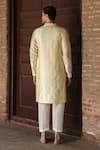 Shop_Preevin_Lime Chanderi Silk, Cotton Embroidery Lemon Line Full Kurta With Pant _at_Aza_Fashions
