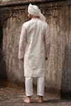 Shop_Preevin_Off White Cotton Embroidery Big Border Full Kurta With Pant _at_Aza_Fashions
