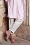 Preevin_Pink Chanderi Silk, Cotton Embroidery Onion Dots Full Kurta With Pant _Online_at_Aza_Fashions