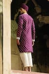 Shop_Preevin_Wine Chanderi Silk, Cotton Embroidery Big Border Full Kurta With Pant _at_Aza_Fashions
