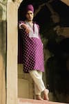 Buy_Preevin_Wine Chanderi Silk, Cotton Embroidery Big Border Full Kurta With Pant _at_Aza_Fashions