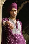 Buy_Preevin_Wine Chanderi Silk, Cotton Embroidery Big Border Full Kurta With Pant _Online_at_Aza_Fashions