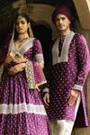 Preevin_Wine Chanderi Silk, Cotton Embroidery Big Border Full Kurta With Pant _at_Aza_Fashions