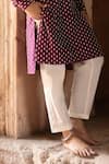 Preevin_Wine Chanderi Silk Embroidery Dots Full Kurta With Pant _Online_at_Aza_Fashions