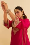 Sheetal Batra_Pink Silk Embroidery Round Neck Ayra Kurta Set _Online_at_Aza_Fashions