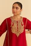Sheetal Batra_Red Embroidery Round Neck Ayra Kurta With Salwar _at_Aza_Fashions