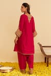 Shop_Sheetal Batra_Pink Silk Organza Embroidery Round Neck Marwa Chauga Kurta Set _at_Aza_Fashions