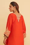 Shop_Sheetal Batra_Orange Embroidery Round Neck Marwa Chauga Kurta Set _at_Aza_Fashions
