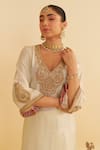 Buy_Sheetal Batra_Ivory Embroidery V-neck Haayat Kaftan With Salwar 