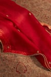 Sheetal Batra_Red Silk Organza Embroidery Round Neck Haayat Kaftan Set _Online_at_Aza_Fashions