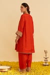Shop_Sheetal Batra_Orange Silk Organza Sequins Round Neck Mehza Kurta Set _at_Aza_Fashions