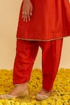 Sheetal Batra_Orange Silk Organza Sequins Round Neck Mehza Kurta Set _Online_at_Aza_Fashions