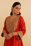 Sheetal Batra_Orange Silk Organza Sequins Round Neck Mehza Kurta Set _at_Aza_Fashions