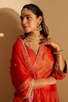 Sheetal Batra_Orange Embroidery Round Neck Amaya Kaftan Set _at_Aza_Fashions