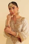 Buy_Sheetal Batra_Ivory Silk Embroidery Round Neck Hiba Kaftan Set _Online_at_Aza_Fashions