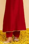 Shop_Sheetal Batra_Red Silk Organza Embroidery Split V-neck Hiba Kaftan Set _Online_at_Aza_Fashions