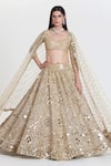 Buy_Abhinav Mishra_Ivory Chanderi, Net Mirrors, Sequins, Chandani Gold Embroidered Lehenga Set _at_Aza_Fashions