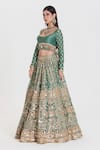 Abhinav Mishra_Green Net, Chanderi Mirrors, Sequins, Amrapali Sea Embroidered Lehenga Set _Online_at_Aza_Fashions