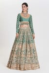 Buy_Abhinav Mishra_Green Net, Chanderi Mirrors, Sequins, Amrapali Sea Embroidered Lehenga Set _Online_at_Aza_Fashions