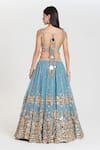 Shop_Abhinav Mishra_Sky Blue Chanderi, Organza Mirrors, Zari, Barsaat Embroidered Lehenga Set _at_Aza_Fashions