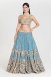 Shop_Abhinav Mishra_Sky Blue Chanderi, Organza Mirrors, Zari, Barsaat Embroidered Lehenga Set _Online_at_Aza_Fashions