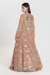Shop_Abhinav Mishra_Brown Net, Chanderi Sequins, Mirrors, Ruhani Caramel Embroidered Lehenga Set _at_Aza_Fashions
