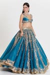 Shop_Abhinav Mishra_Blue Organza, Chanderi Mirrors, Neelam Celestial Embroidered Lehenga Set _Online_at_Aza_Fashions