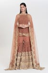 Buy_Abhinav Mishra_Rust Georgette, Net Sequins, Zari, Mirrors Aarzu Brown Embroidered Sharara Set _at_Aza_Fashions
