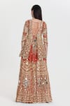 Shop_Abhinav Mishra_Rust Net, Organza Sequins, Mirrors, Zari Round Orange Embroidered Lehenga Set _at_Aza_Fashions