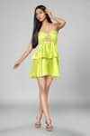 Buy_Emblaze_Green Satin Off-shoulder Neon Mini Dress _at_Aza_Fashions