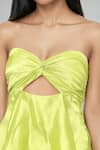 Emblaze_Green Satin Off-shoulder Neon Mini Dress _Online_at_Aza_Fashions